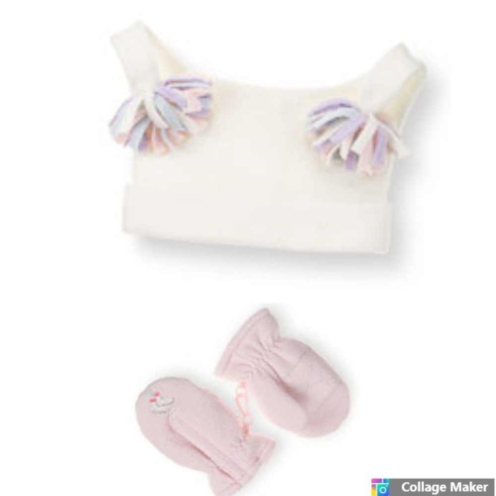 NWOT Gymboree Snow Angels Fleece Hat Mittens 6 18m